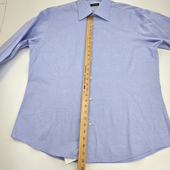 Quiet Luxury Valentino Dress Shirt Men’s XL Slim Fit Blue Woven Cotton - Picture 13 of 15